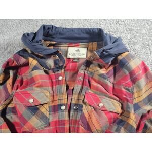 Legendary White Tails Lumber Jane Hooded Flannel Shirt Large USA Cotton Women's